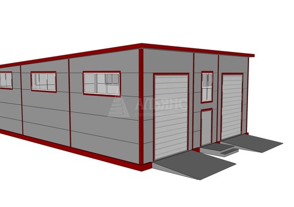 3D визуализация Проект гаража с двумя боксами из сэндвич-панелей - фото 9