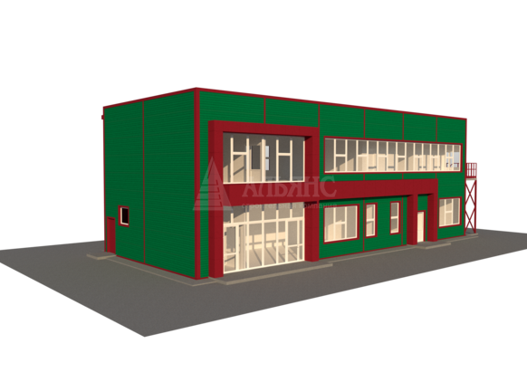 3D визуализация Торгово-офисное здание из сэндвич-панелей - фото 4